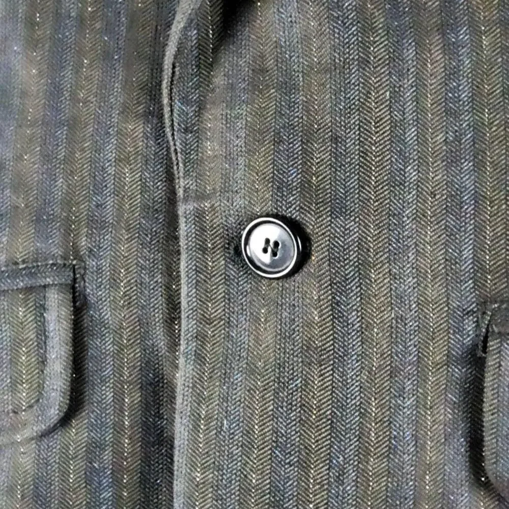 Diesel Blazer Mens L Gray Blue Gold Cotton Metal Sport Coat Jacket Italy HTF